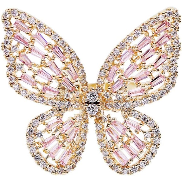 Cubic Zirconia Butterfly Ring Glitrende Crystal Bow-Knute Knu,ZQKLA