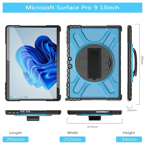 Støtsikkert nettbrettdeksel for MicroSoft Surface Pro 9 Blue