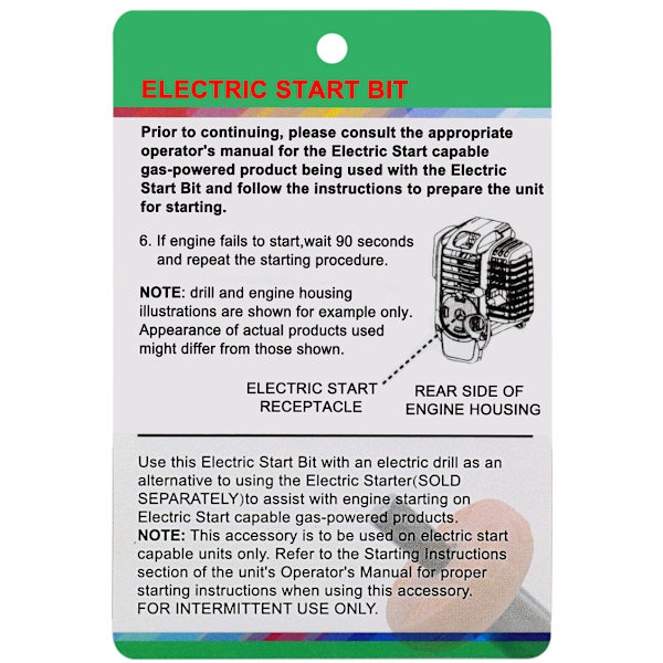 Elektrisk Motoradapter, Startdrillbit for Gressklippermotor