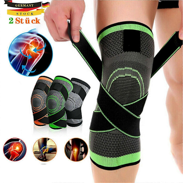 2x Knebandasje Knestøtte Bandasje Smerter Kompresjon Sportsbandasje Knebeskyttere, XL(Benomkrets:50-55cm)