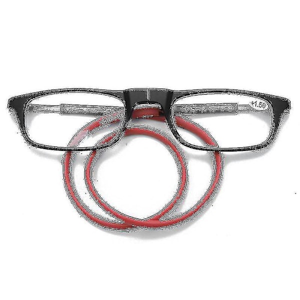 Lesebriller Høykvalitets TR Magnetisk Absorpsjon Hengende Nakke Lesebriller Black 1.5 Magnification