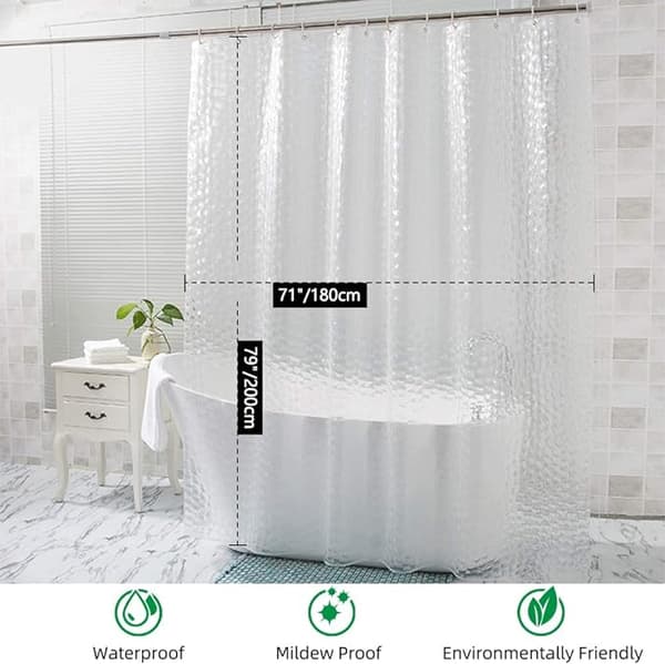 Dewenwils Transparent Duschdraperi 180x200 cm, 3D PEVA Duschdraperi