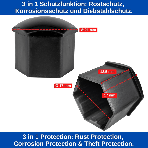 Hjulmutterkåpor 17 mm, 20 x däckbultkåpor med demontering t,ZQKLA
