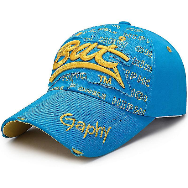 Herre Bat Gaphy Strapback Baseball Cap Snapback Justerbar Solhat Hip Hop Kasketter, Søblå