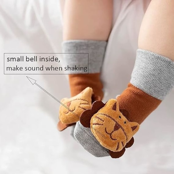 3 pairs of baby cotton non-slip rattle socks