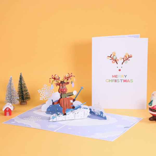 3D Pop Up Joulukortti, Joulupukki Tonttu, Käsintehty Popup-Tervehdys, ZQKLA