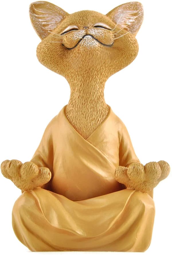 Lekfull Buddha Katt Figurin, Meditation Yoga Samlarobjekt, Katt L