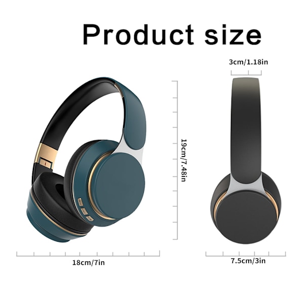 Sininen Bluetooth 5.0 -kuulokkeet 3,5 mm äänen syöttölangattomat kuulokkeet, ZQKLA
