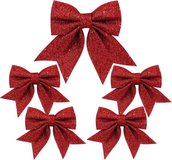 5 stk Glitrende Julebuer, Store Julebuer, Glitrende Buer