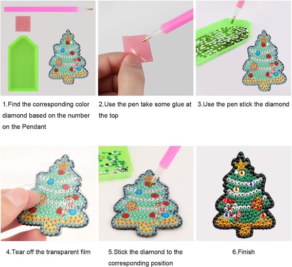 DIY Jule-nøkkelring Diamantmaling Full Diamant, DIY 5D Chris