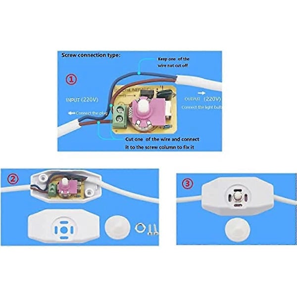 Inline Dimmer Switch 220-240V Vred Dimmer Switch Ljusbrytare för Lampor (Svart)