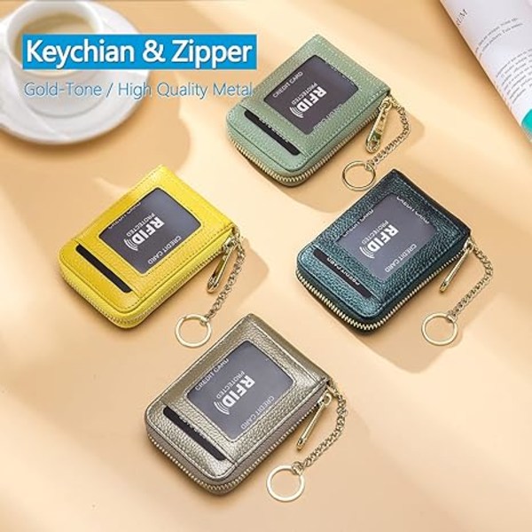 RFID-kreditkortshållare plånbok med nyckelring och ID-fönster (Ve,ZQKLA