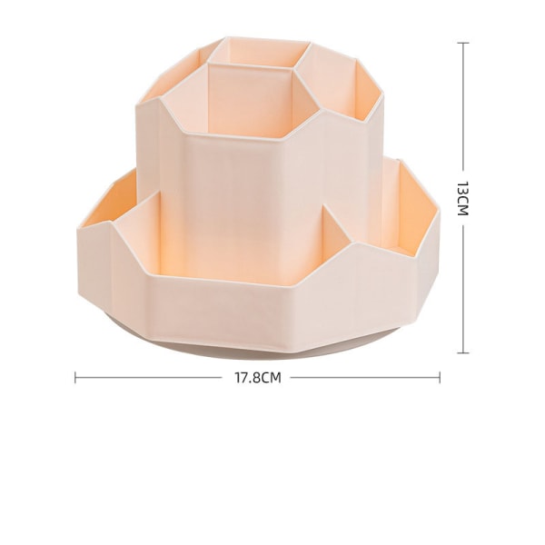 Roterende penneholder skrivebordsopbevaring stor kapacitet 360° roterbar opbevaringsboks - lyserød