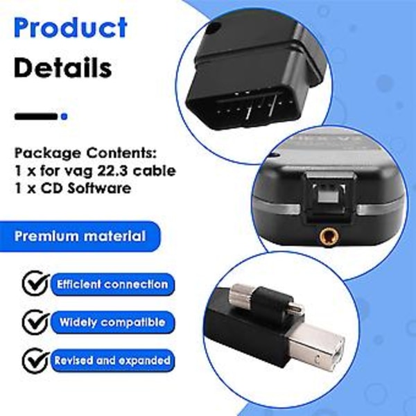 For VAG COM 22.3 OBD2 Scanner HEX V2 USB For Golf A6 Skoda Seat Unlimited VINs ATMEGA162+16V8+FT232RQ