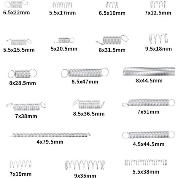 Tryckfjäder, Dragfjäder, Metallstål Fjäder Sortiment