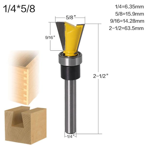 2 stk. (1/4x1/2+1/4x5/8) Halefræserbit Leje Dovetail Sæt til Woo