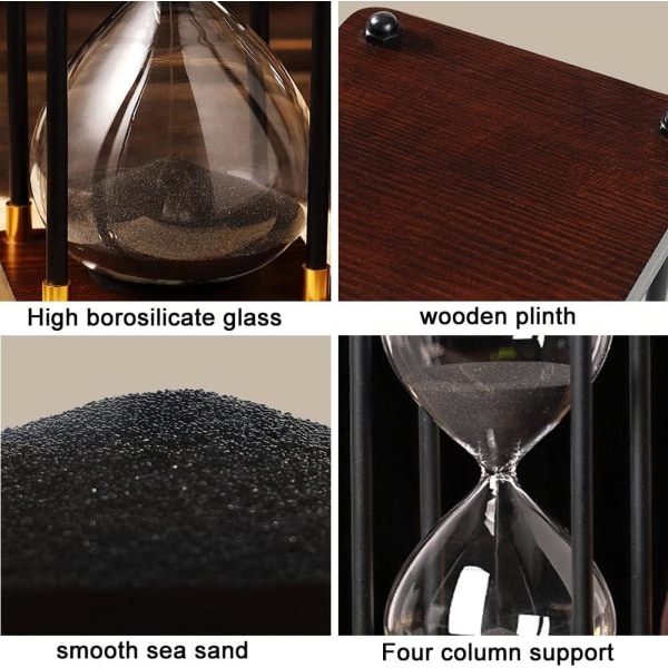 Timeglas, dekorativt timeglas i træ, stort timeglas timer 60