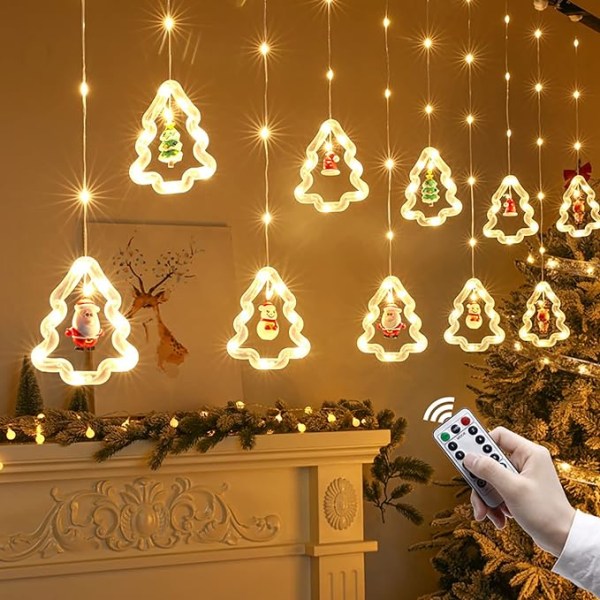 10ft Christmas Window Lights Indoor, 10 Warm White Xmas Tree,ZQKLA