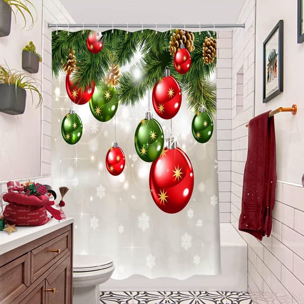 Grön Jul Duschdraperi Set, Färgglatt Jul Fabri,ZQKLA