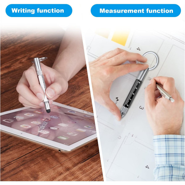 （2st）Nyckelspänne multifunktionspenna, 6 i 1 multifunktionskula, ZQKLA