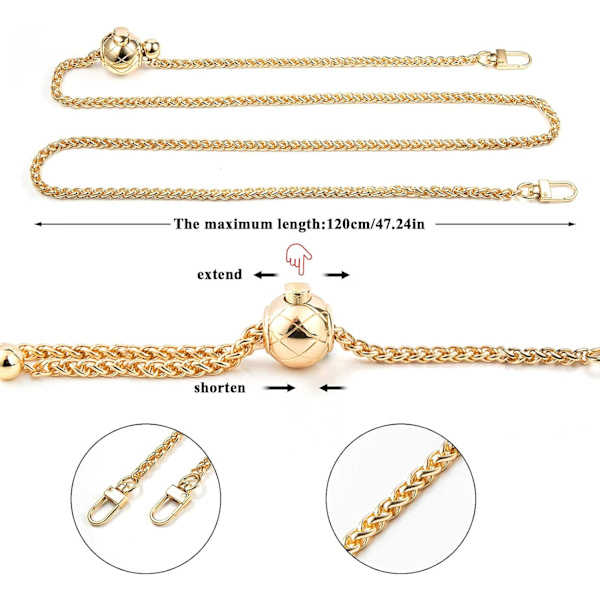 Guld - 1 st (justerbar längd 50-130 cm) Damväska, accessoar