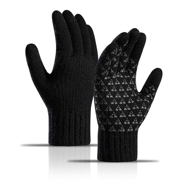 Unisex Varma Stickade Vinterhandskar, Tjockt Fleece Elastiskt Cu,ZQKLA