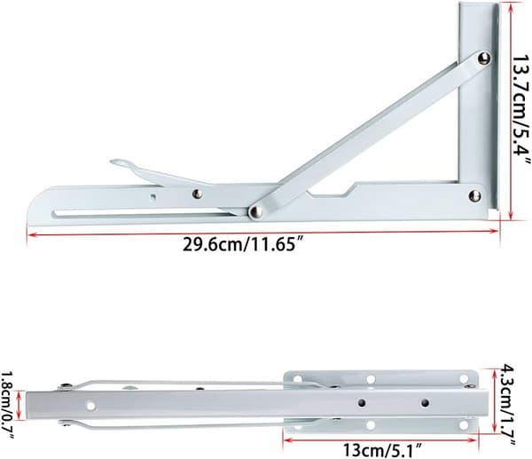 Set med 2 väggmonterade hyllfästen - Vit - Metall - Triangulär - ,ZQKLA