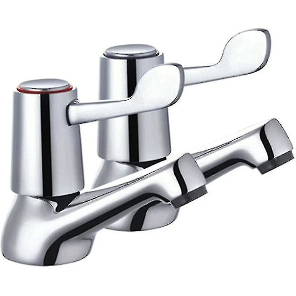 Bathroom Taps Lever - 1/2 Basin Taps Bathtub Set With Metal Knobs Pillar Polished Chrome Plated