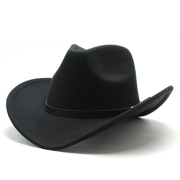 Amerikansk western cowboyhatt filthatt män och kvinnor ridhatt rullad brätte imitation ull jazzhatt cowboyhatt Pink