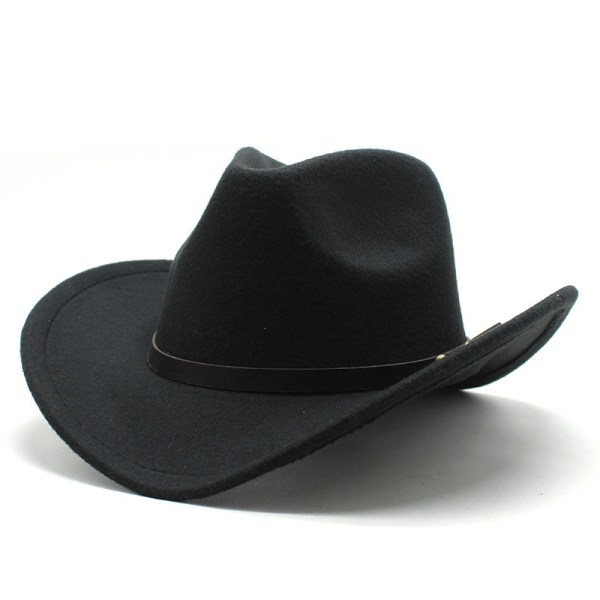 Amerikansk western cowboyhatt i filt - herre- og damehatt for ridning - bredbremmet imitert ull jazzhatt grey