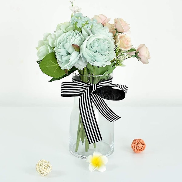 Sort Hvid Stribet Bånd 2,5 cm Bredt Stof Grosgrain Bånd 23 Meter Rulle Til Gaveindpakning Valentinsdag Diy Hår