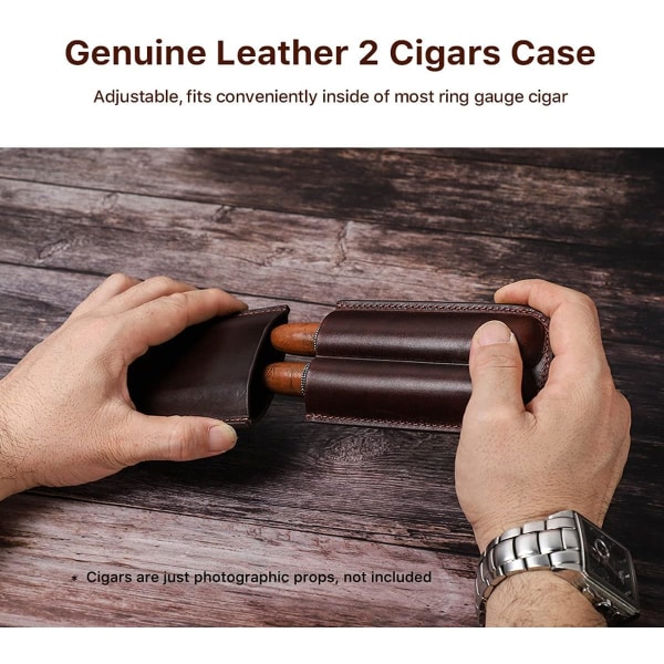 2 Cigarr Case, Cigarr Humidor Case i äkta läder - Po,ZQKLA