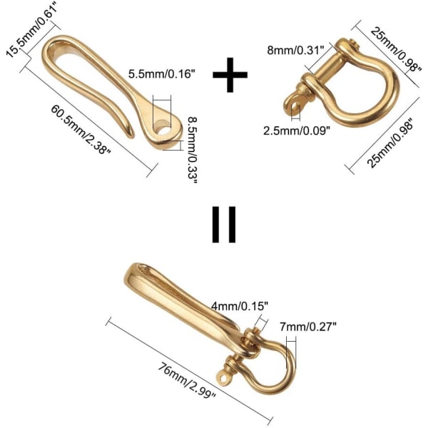 S Shape Hanging Hooks with Shackle Joint Brass Clasp for Key,ZQKLA