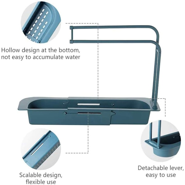 Teleskopisk Vask Organizer Rack, Uttrekkbar Oppbevaring Dreneringskurv H