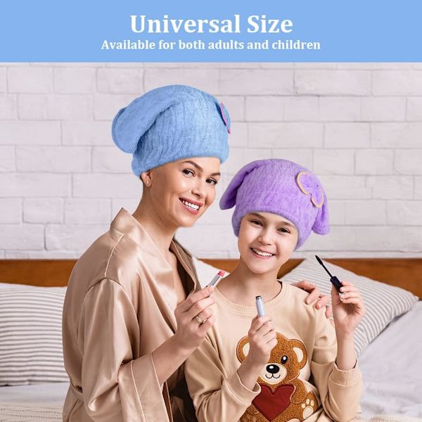 Hårhåndklæde Hætte, 3 stk. Hår Tørrehåndklæder, Super Absorberende Mikrofiber