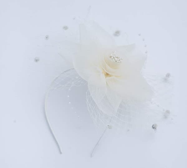 Off White Fascinator Hatte til Kvinder med Hårclips Tea Part, ZQKLA