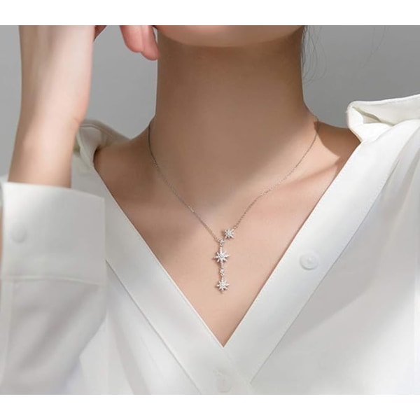Halsband för kvinnor tonårsflickor 925 Sterling Silver Star Choke,ZQKLA