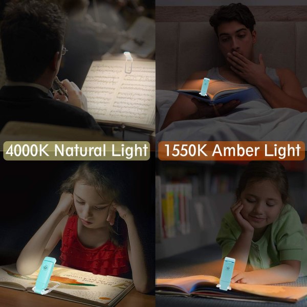 LED Clip Läslampa, Läslampa för böcker i sängen, Eye-,ZQKLA