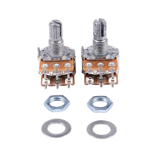 2 stk B50K 50K Ohm 6 terminaler Dual Lineær Rotary Taper Potentiometer