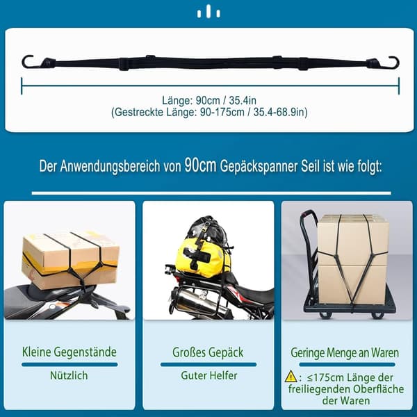 Elastiske snore med kroge, elastisk snor til cykel, elastisk snor til motorcykel, ZQKLA