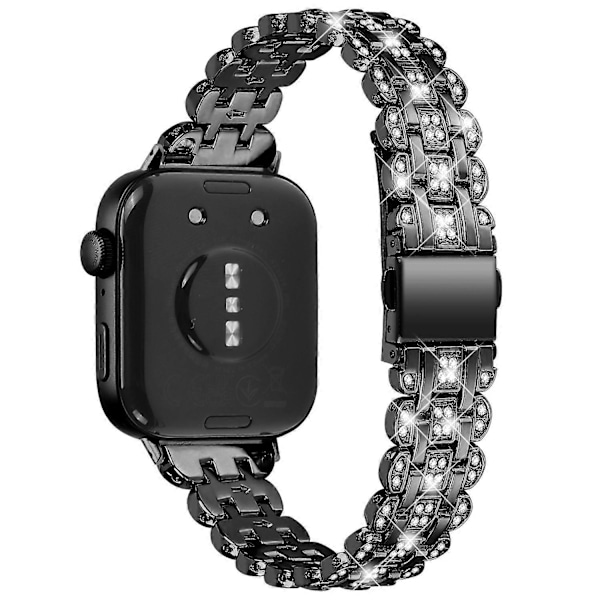 Type A Metallreim til Huawei Watch Fit 3 med Rhinestone Blomsterdesign Armbånd Style A