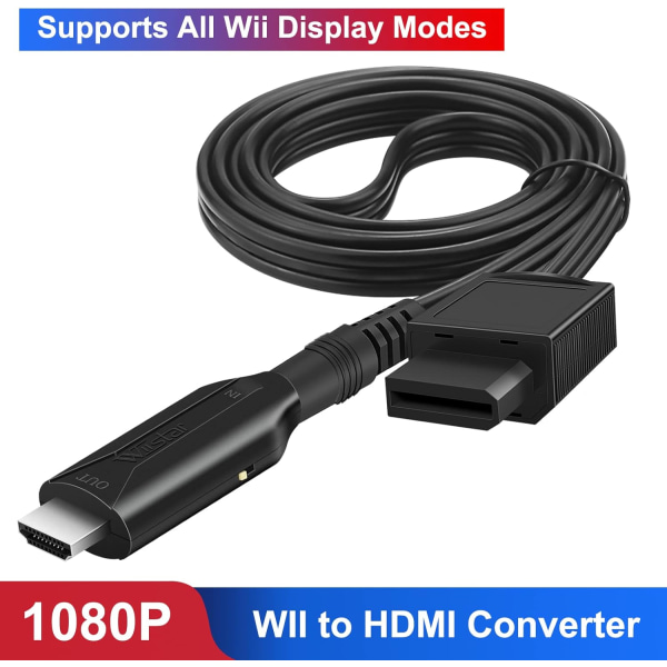 Wii HDMI -sovitinkaapeli 1m/3.2ft 1080P Full HD -laitteille Videomuunnin 720/1080P