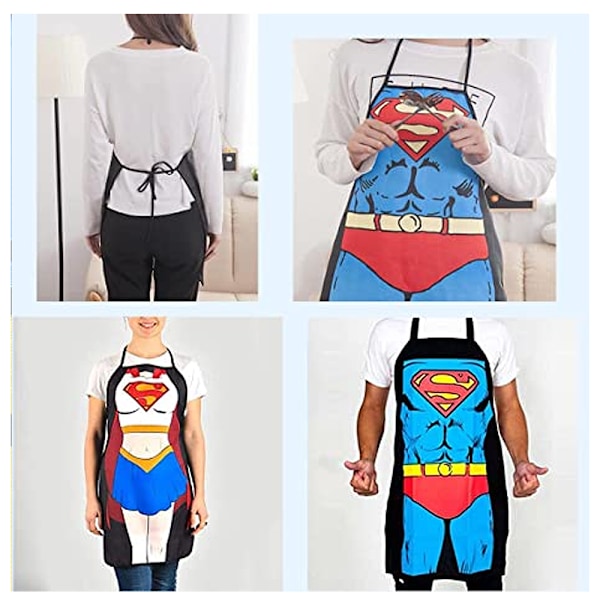 2 sæt køkkenforklæder - Superman version til mænd og kvinder, ZQKLA