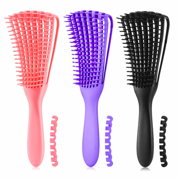 3-pack Detangling Brush för lockigt hår, ez Detangler Brush H,ZQKLA