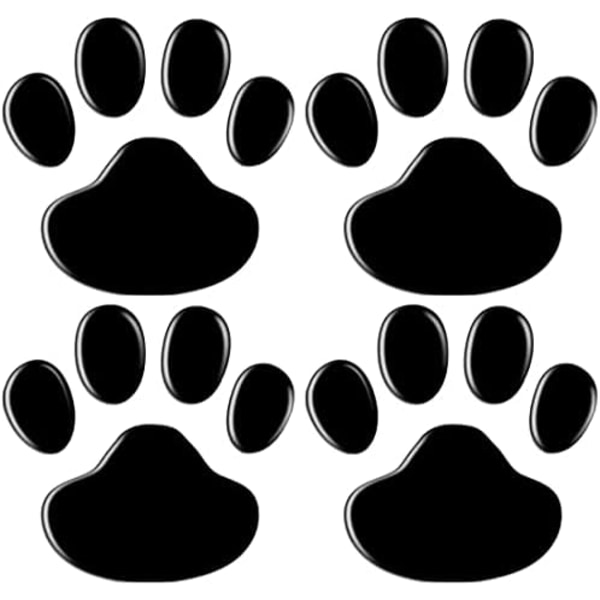 4 st Svart 3D Chrome Dog Paw Footprint Bildekal Emblem S,ZQKLA