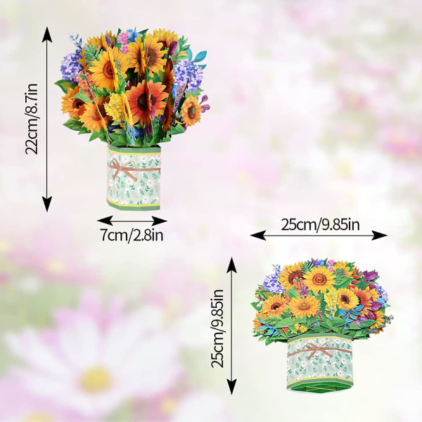 Pop Up Kort Hilsenskort, 9.8 X 9.8'' 3D Papir Blomsterkort