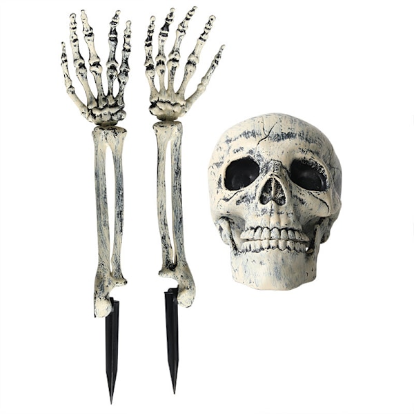 Halloween 3-delt sett Realistiske skallepinner, hageplenpinner