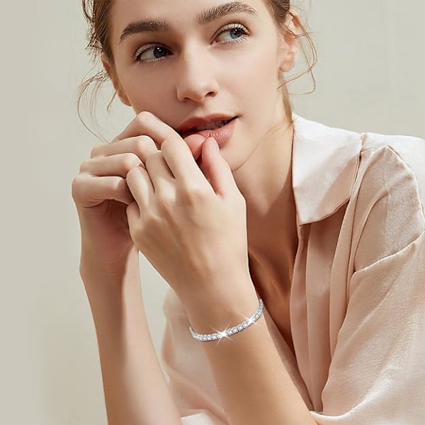 Tennisarmband i silver med kristallglidare för kvinnor, Wo,ZQKLA