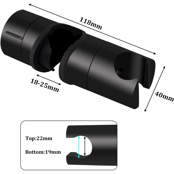 Duschhållare, Universal Svart Duschhållare för 18-25m,ZQKLA