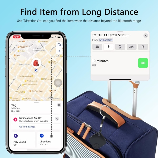 Key Finder Tag, Bluetooth Key Tracker Arbeta med Apple Find M,ZQKLA